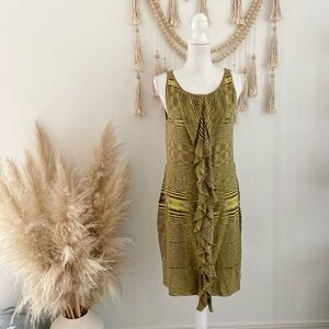 Gianni Bini green sleeveless midi dress space dye sweater knit spring vibes L